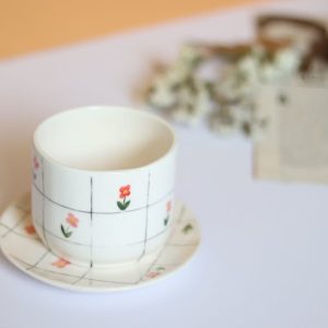 ماگ و زیرماگی سرامیک مدل گل