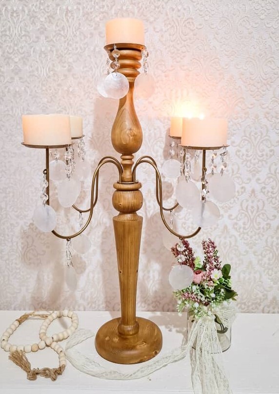 شمعدان رومیزی مدل 5 شعله پولکی