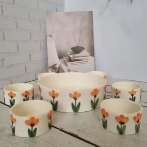 ست آجیل خوری سرامیکی مدل گل 50N1411