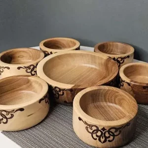 ست آجیل خوری چوبی 7 تکه