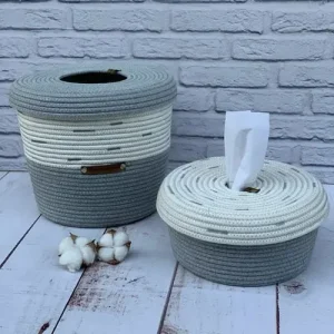 ست سطل زباله و کاور دستمال مدل دورنگ 250E1508