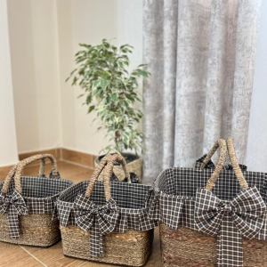 سبد حصیری پیک نیک مدل پاپیونی