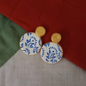 گوشواره خمیری مدل گل آبی 370E2060