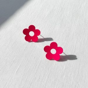 گوشواره فانتزی مدل گل روژ