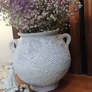 گلدان سفالی مدل پتینه سفید