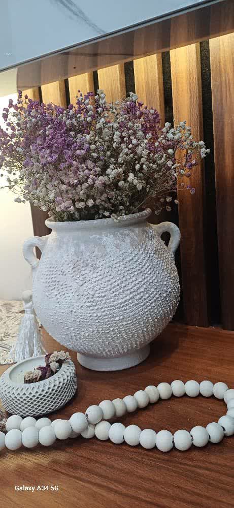 گلدان سفالی مدل پتینه سفید