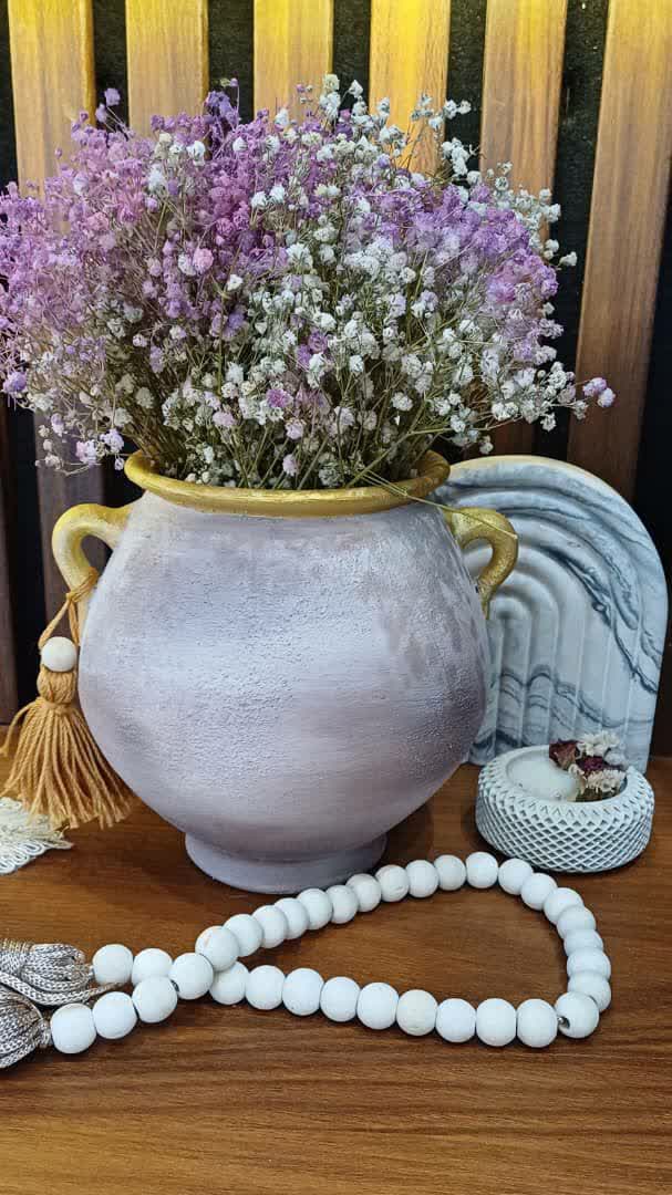 گلدان سفال مدل پتینه طلایی